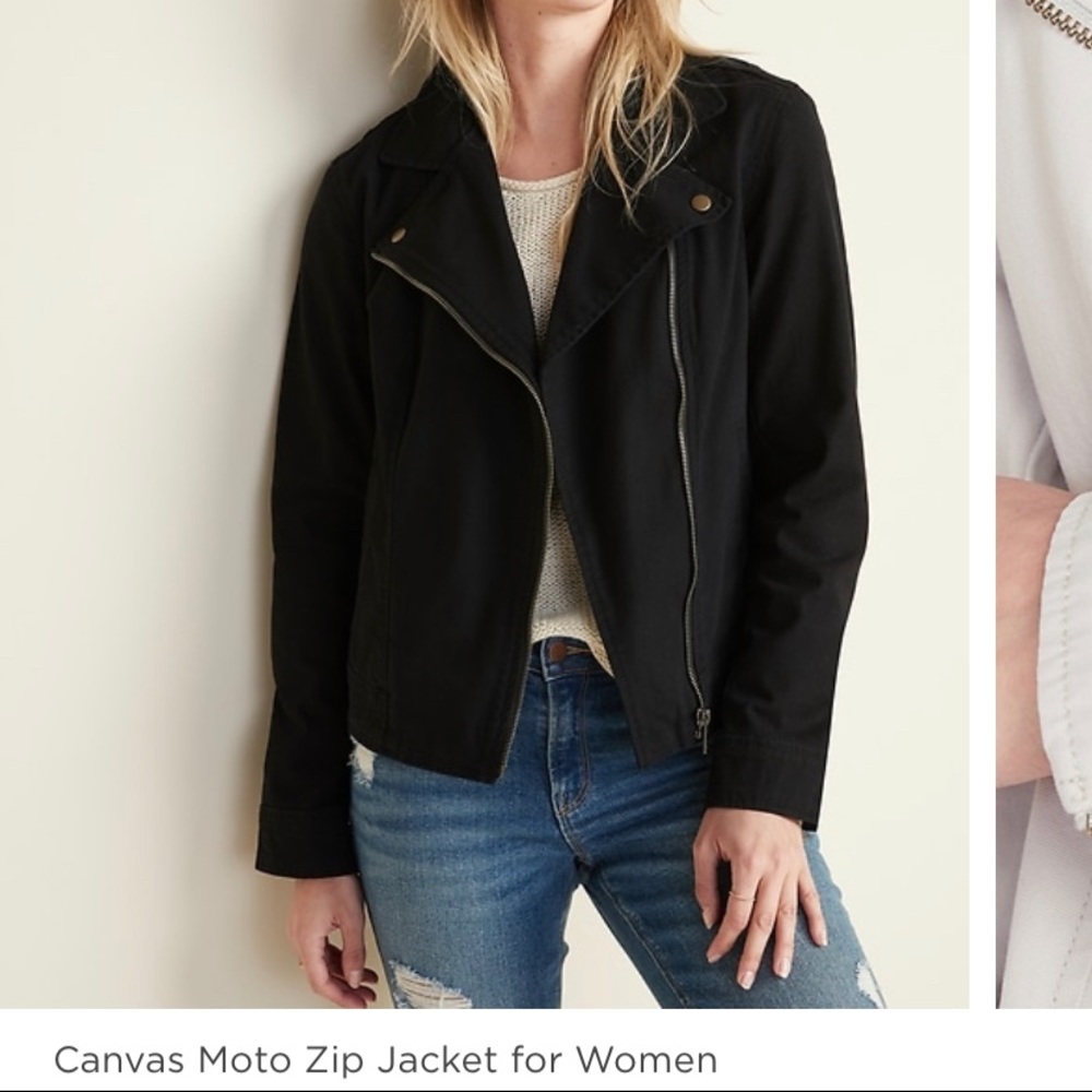 Old navy Black Canvas Zip Moto Jacket